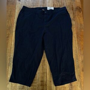 Style & Co Navy Industrial Blue Comfort Capri cotton stretch Pants 20W plus size